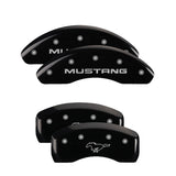 MGP 4 Caliper Covers Engraved Front Mustang Engraved Rear Pony Black finish silver ch - 10224SMPYBK