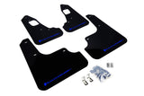 Rally Armor 08-17 Mitsubishi EVO X Black UR Mud Flap w/ Blue Logo - MF10-UR-BLK/BL