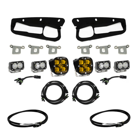 Baja Designs 2021+ Ford Bronco Amber SAE Fog Pocket Kit w/Upfitter - 447762UP