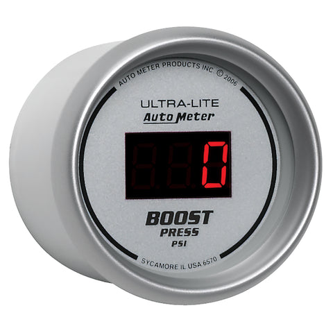 Autometer Ultra-Lite 2-1/16in 5-60 PSI Digital Boost Pressure Gauge - Silver - 6570