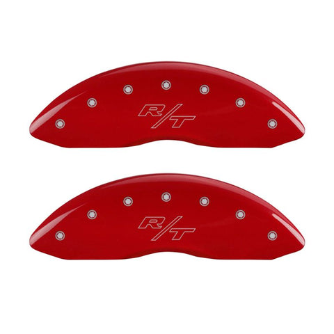 MGP 4 Caliper Covers Engraved Front & Rear Vintage Style/RT Red finish silver ch - 12088SRTRRD