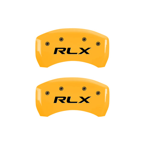 MGP 4 Caliper Covers Engraved Front Acura Engraved Rear RLX Yellow finish black ch - 39014SRLXYL