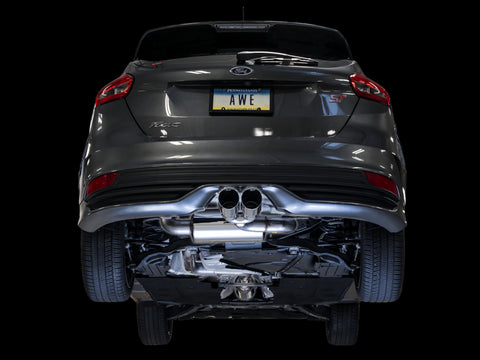 AWE Tuning Ford Focus ST Touring Edition Cat-back Exhaust - Resonated - Chrome Silver Tips - 3020-32038