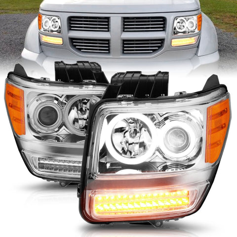 ANZO 2007-2012 Dodge Nitro Projector Headlights w/ Halo Chrome (CCFL) G2 - 111144