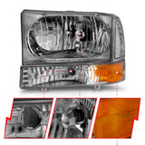 ANZO 2000-2004 Ford Excursion Crystal Headlights Chrome w/ Corner Lights 2pc - 111081