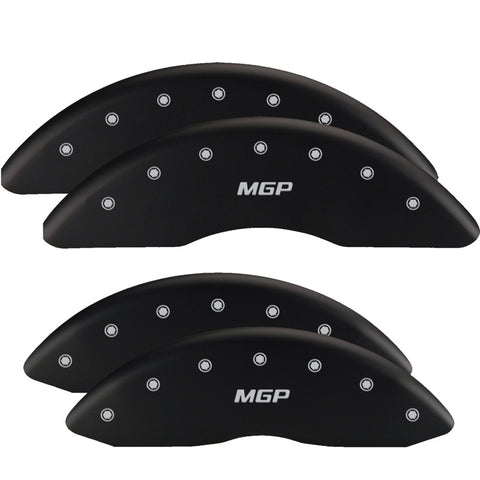 MGP Front set 2 Caliper Covers Engraved Front Chevy racing Red finish silver ch - 14012FBRCRD