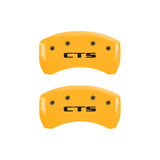 MGP 4 Caliper Covers Engraved Front Cursive/Cadillac Engraved Rear CTS Yellow finish black ch - 35024SCTSYL