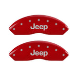 MGP 4 Caliper Covers Engraved Front JEEP Engraved Rear JEEP Grill logo Red finish silver ch - 42007SJPLRD