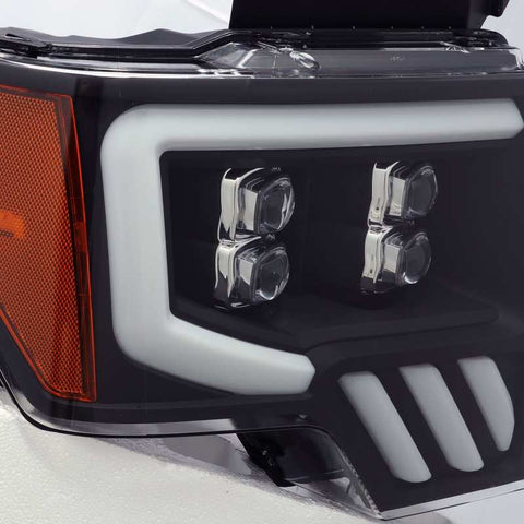 AlphaRex 09-14 Ford F-150 NOVA LED Proj Headlights Plank Style Matte Black w/Activ Light/Seq Signal - 880192