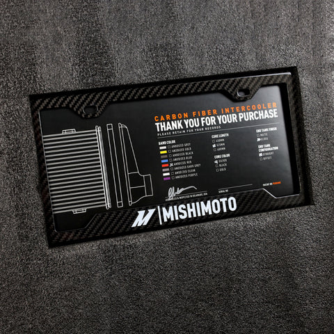 Mishimoto Universal Carbon Fiber Intercooler - Gloss Tanks - 450mm Black Core - C-Flow - C V-Band - MMINT-UCF-G4B-C-C