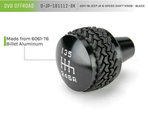 DV8 Offroad 2011-2018 Jeep JK 6-Speed Shift Knob Black - D-JP-181112-BK