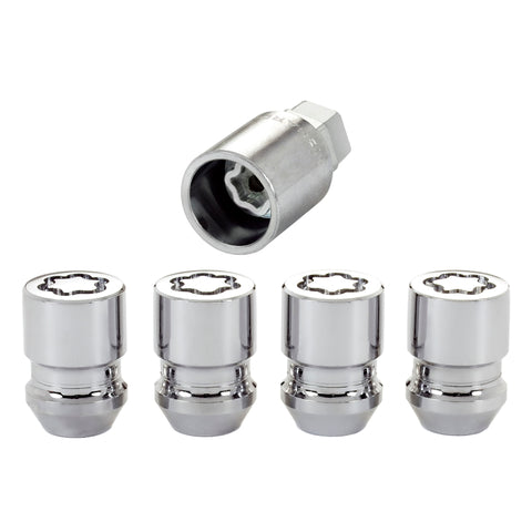 McGard Wheel Lock Nut Set - 4pk. (Cone Seat) 1/2-20 / 3/4 & 13/16 Dual Hex / 1.28in. Length - Chrome - 24193