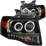 ANZO 2007-2014 Ford Expedition Projector Headlights w/ Halo Black - 111113