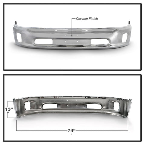 Spyder Dodge Ram 1500 13-18 Bottom w/o Sensor w/Fog Light Hole Front Bumper-Chrome (OEM 68160853AB) - 9948503