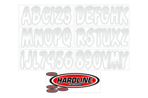 Hardline Boat Lettering Registration Kit 3 in. - 200 White/Silver - WHSIG200