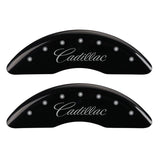 MGP 4 Caliper Covers Engraved F & R Cursive/Cadillac Black Finish Silver Char 2016 Cadillac CT6 - 35026SCADBK