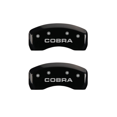 MGP 4 Caliper Covers Engraved Front & Rear Cobra Black finish silver ch - 10017SCOBBK