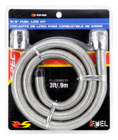 Spectre Stainless Steel Flex Fuel Line 3/8in. ID - 3ft. w/Chrome Clamps - 29498