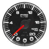 Autometer Spek-Pro Gauge Pyro. (Egt) 2 1/16in 2000f Stepper Motor W/Peak & Warn Blk/Chrm - P310318