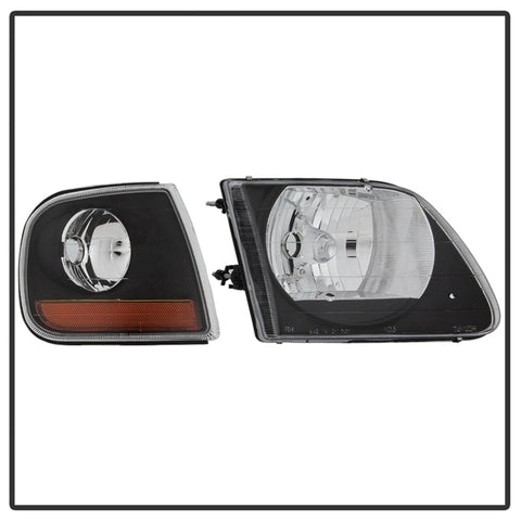 xTune 97-03 Ford F-150 4pc OEM Style Headlights w/Corner - Black (HD-JH-FF15097-L-SET-BK) - 9042638