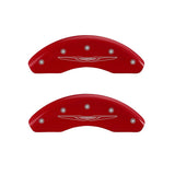 MGP 4 Caliper Covers Engraved Front & Rear Style 2/Chrysler Wing Red finish silver ch - 32022SCW2RD
