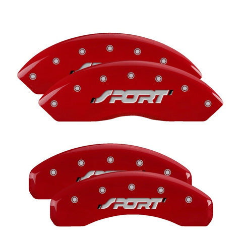 MGP 4 Caliper Covers Engraved Front & Rear SPORT Red finish silver ch - 10119SSPORD