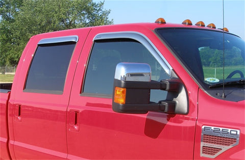 Stampede 1999-2016 Ford F-250 Crew Cab Pickup Tape-Onz Sidewind Deflector 4pc - Chrome - 6123-8