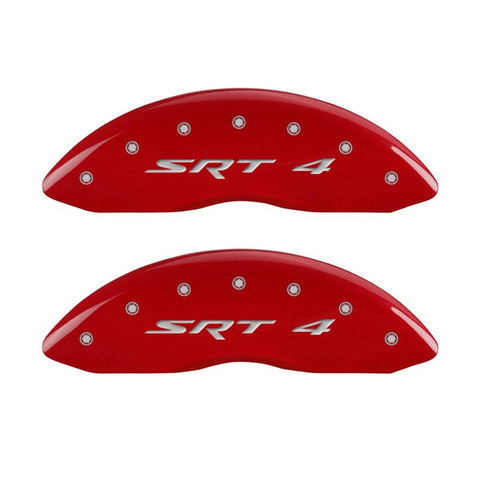 MGP 4 Caliper Covers Engraved Front & Rear SRT4 Red finish silver ch - 12192SSR4RD