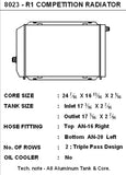 CSF Universal Triple Pass Dual Core Radiator w/AN Fittings - 8023