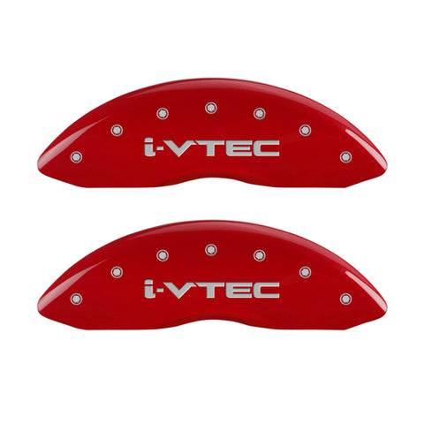 MGP 4 Caliper Covers Engraved Front & Rear I-Vtec Red Finish Silver Char 2016 Acura RDX - 39022SIVTRD