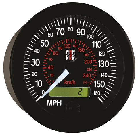 Autometer Stack Instruments 88MM 0-160 MPH / 260 KM/H Programmable Speedometer - Black - ST3801