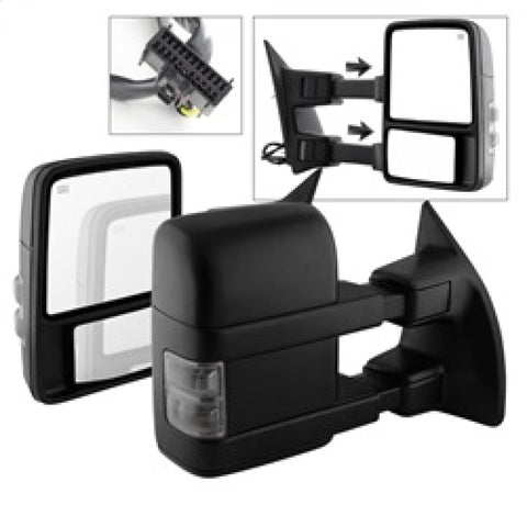 xTune Ford SuperDuty 08-15 Extendable Heated Mirrors w/ LED Signal Smoke MIR-FDSD08S-PW-SM-SET - 9935831