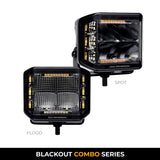 Go Rhino Xplor Blackout Combo Series Cube Sideline LED Flood Lights w/Amber 4x3 - Blk (Pair) - 750700322FCS