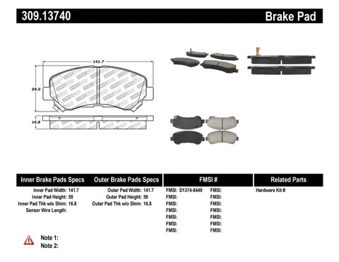 StopTech Performance Brake Pads - 309.13740