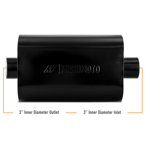 Mishimoto Muffler with 3in Center Inlet/Outlet - Angled Tip - Black - MMEXH-MF-AT-3CCBK