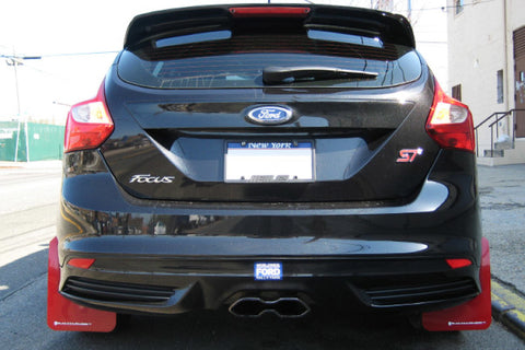 Rally Armor 12-19 Ford Focus ST / 16-19 RS Red Mud Flap w/White Logo - MF27-UR-RD/WH