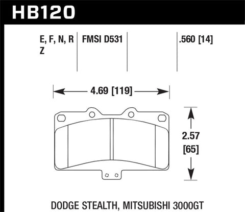 Hawk Mitsubishi 3000 GT VR4/ Dodge Stealth R/T 4WD HPS Street Front Brake Pads - HB120F.560