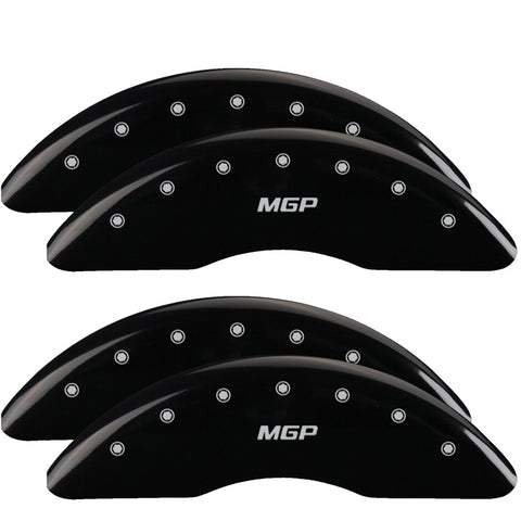 MGP 4 Caliper Covers Engraved Front & Rear Style 2/Chrysler Wing Black finish silver ch - 32018SCW2BK