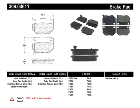 StopTech Performance 06-07 Subaru Impreza WRX (Exc STi) Rear Brake Pads - 309.04611