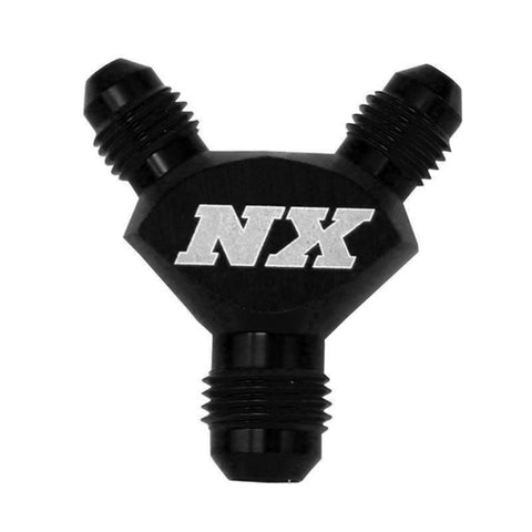 Nitrous Express 3AN x 3AN x 3AN Billet Pure-Flo Y Fitting - Black - 16376