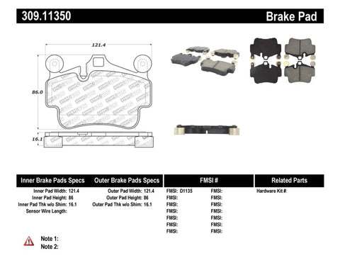 StopTech Performance 09-10 Porsche Boxster / 08-10 Boxster S/Cayman / 05-08 911 Front Brake Pads - 309.11350