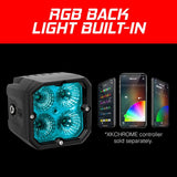 XK Glow XKchrome 20w LED Cube Light w/ RGB Accent Light Kit w/ Controller- Flood Beam 2pc - XK065001-FL-KIT