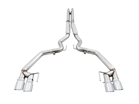 AWE Tuning 2018+ Ford Mustang GT (S550) Cat-back Exhaust - Track Edition (Quad Chrome Silver Tips) - 3020-42064