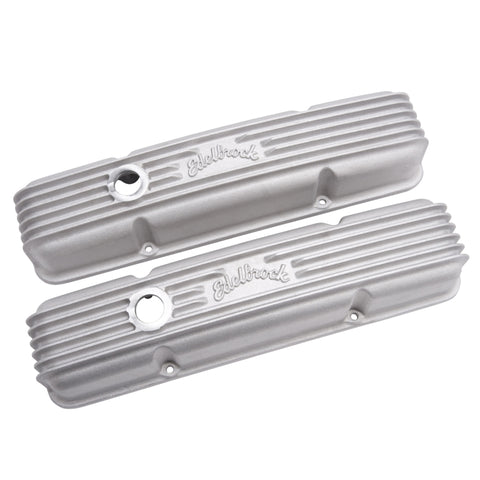 Edelbrock Valve Cover Classic Series Chevrolet 1959-1986 262-400 CI V8 w/ Breather Holes Satin - 41439