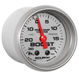 Autometer Marine Silver Ultra-Lite 2-1/16in 0-30 HG / 0-20 PSI Vacuum / Boost Gauge - 200774-33