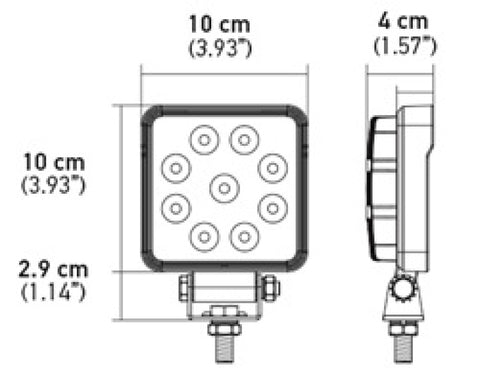 Hella ValueFit Work Light 4SQ 1.0 LED MV LR LT - 357102002