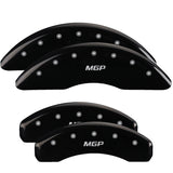 MGP 4 Caliper Covers Engraved Front & Rear MGP Black Finish Silver Char 2018 Nissan Titan XD - 17222SMGPBK