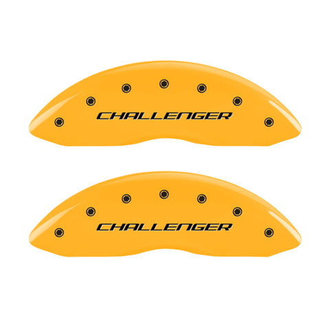 MGP 4 Caliper Covers Engraved Front & Rear Block/Challenger Yellow finish black ch - 12088SCLBYL