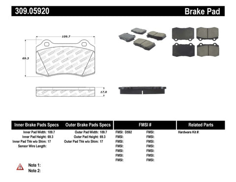 StopTech Performance Brake Pads - 309.05920