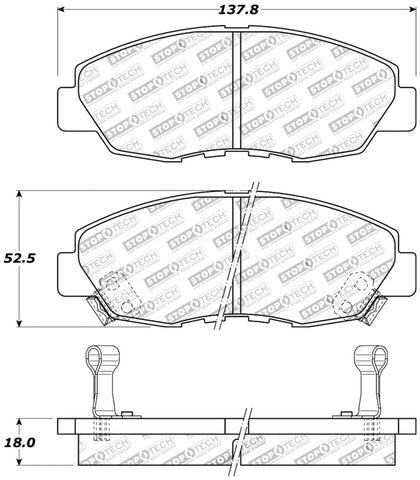 StopTech Performance 97-99 Acura CL / 94-97 Honda Accord Coupe / 90-97 Accord Sedan Front Brake Pad - 309.04650